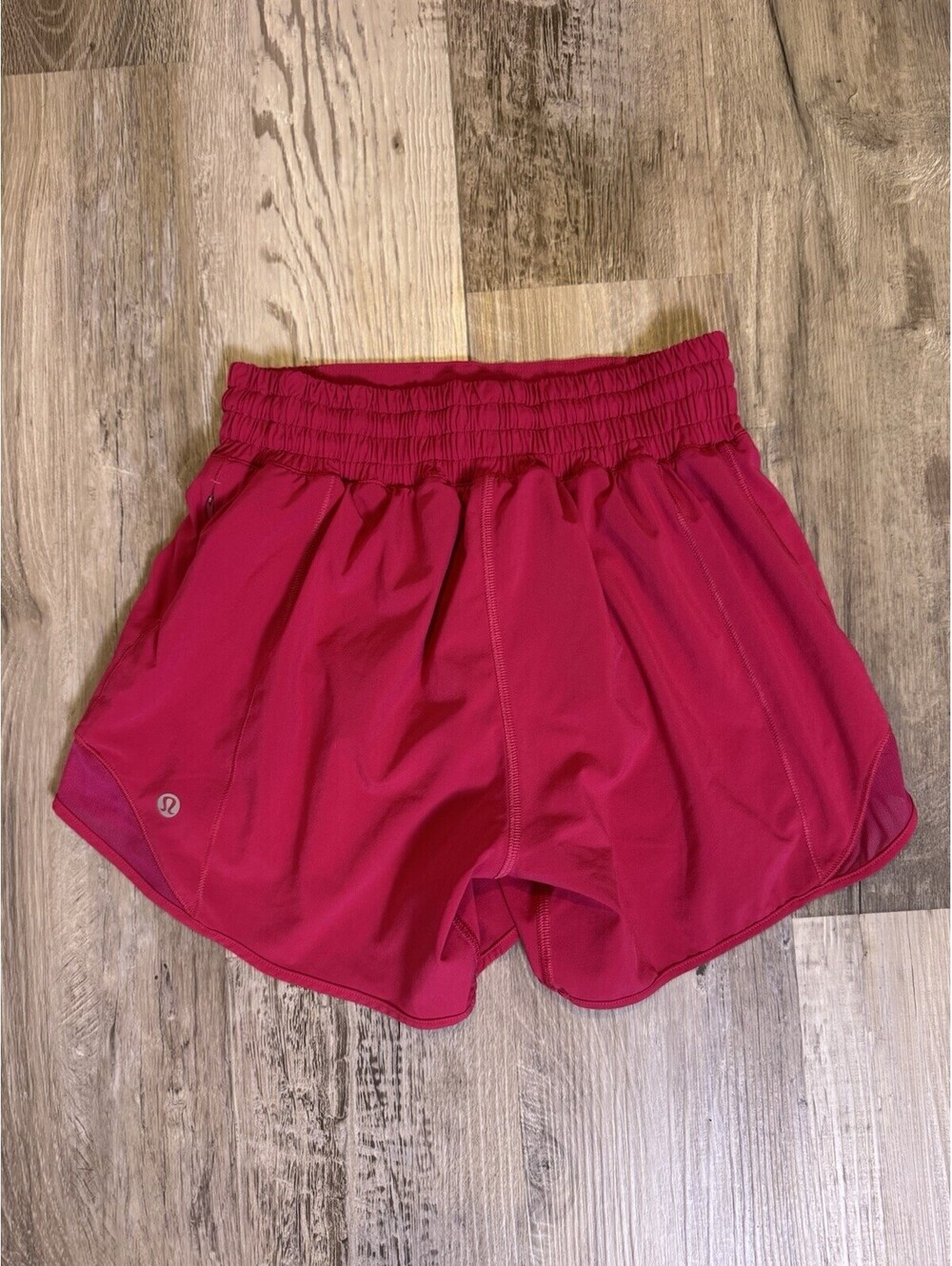 Lululemon Women’s Size 2 Pink Running Shorts Elastic Waist Zip Pocket Athletic